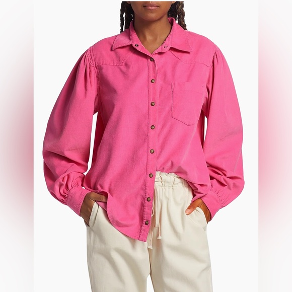 Xirena Wylan Cotton Corduroy Western-Style Shirt, Pink Peony - S - Picture 3 of 7